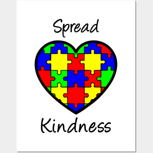 Autism Awareness Spread Kindness Heart Posters and Art